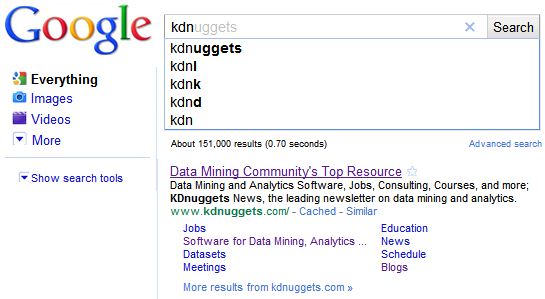Google Instant Search for kdn