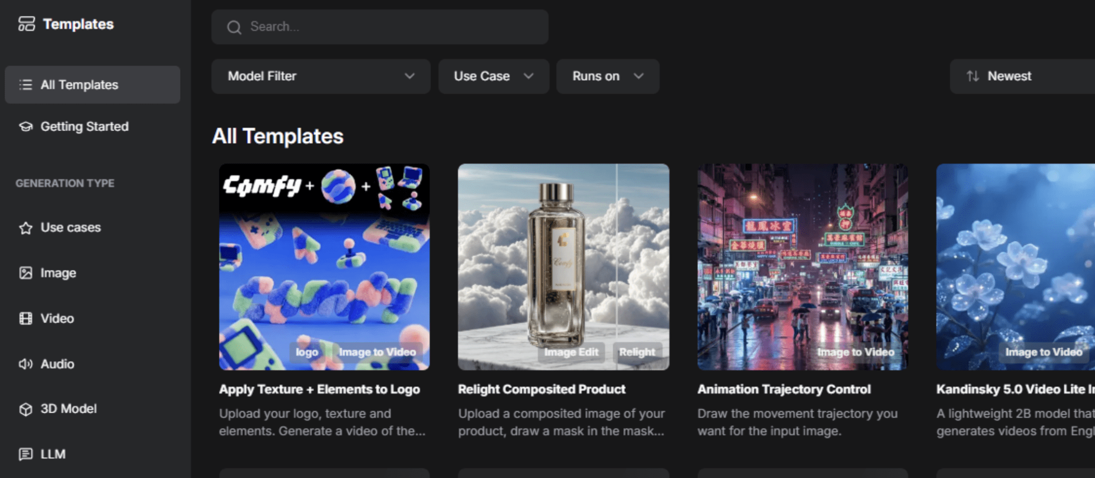 ComfyUI Dashboard page