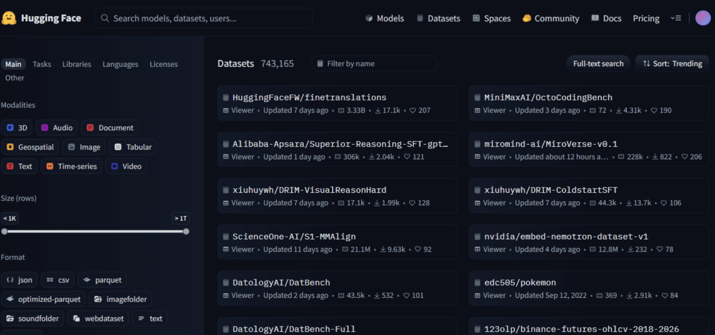 Embrace the datasets library