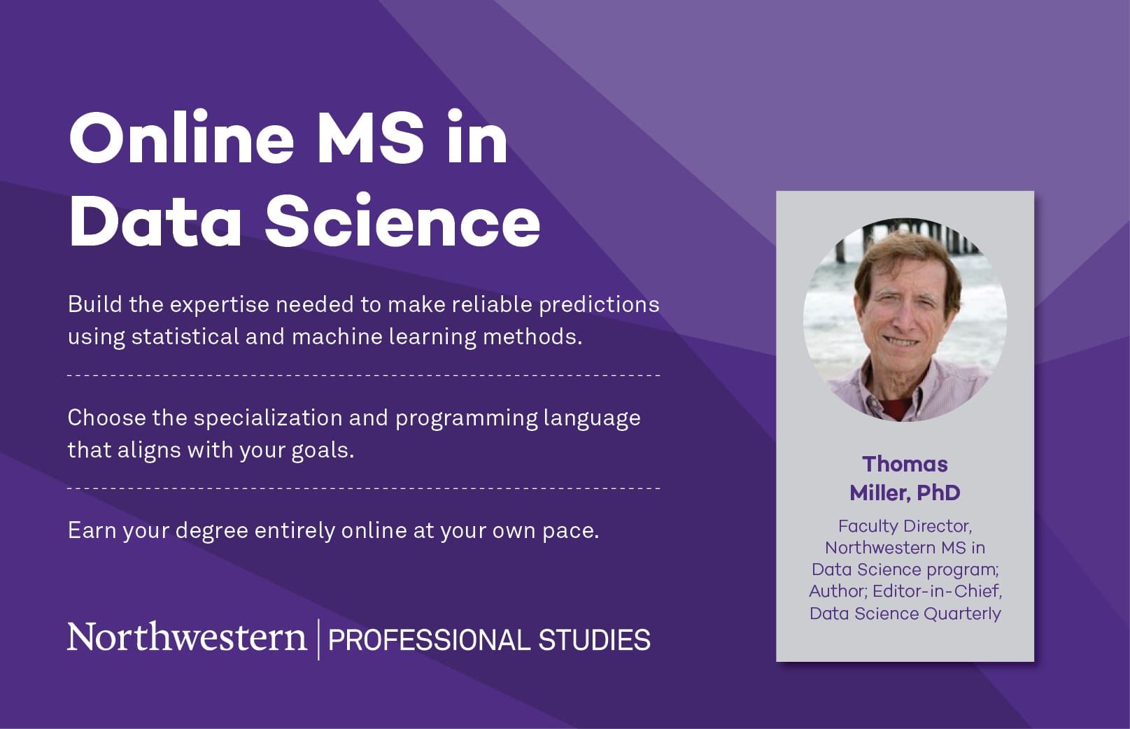 Dr. Thomas Miller analizează programele de absolvire a științei datelor de la Northwestern University, disponibile online