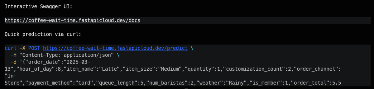Deployment complete with public API URL
