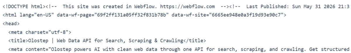fetch_page 関数からの生 HTML 出力