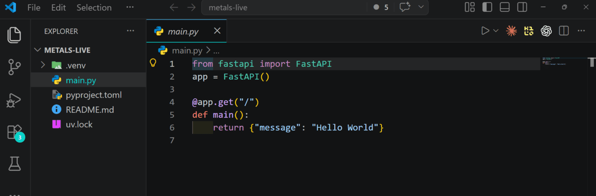 Default FastAPI project structure