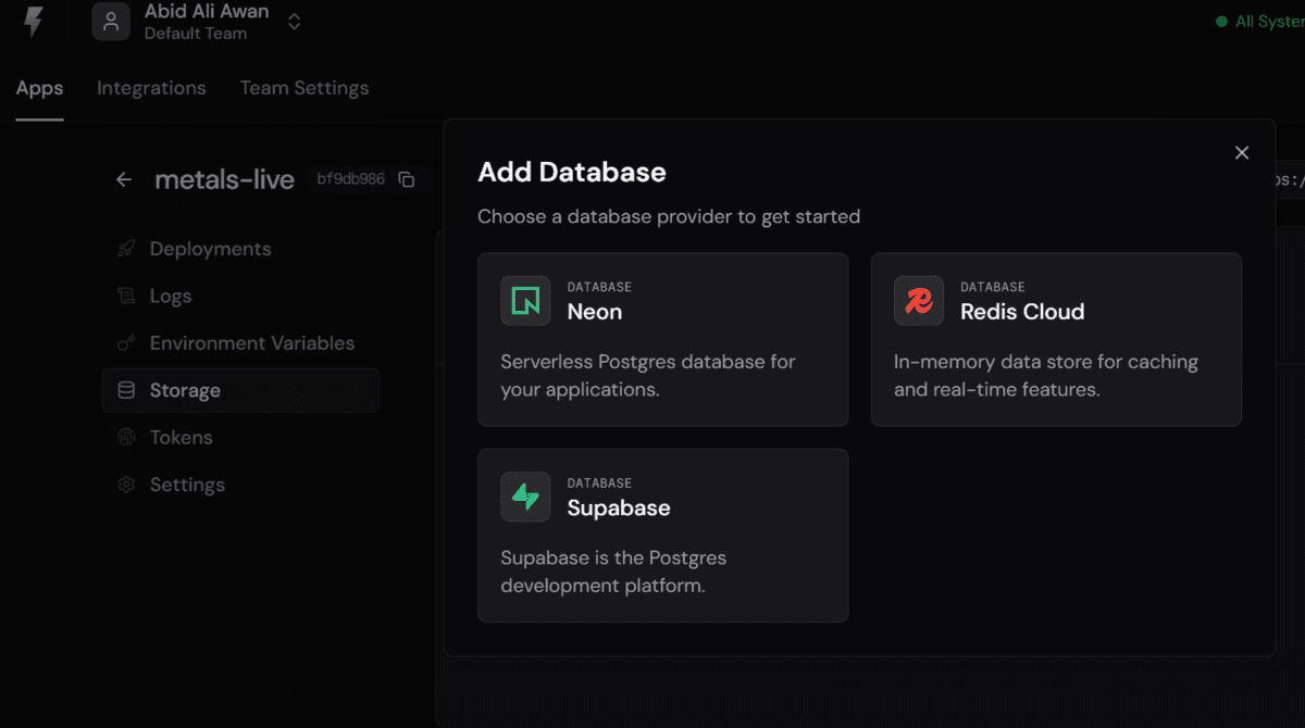 FastAPI Cloud dashboard integrations panel