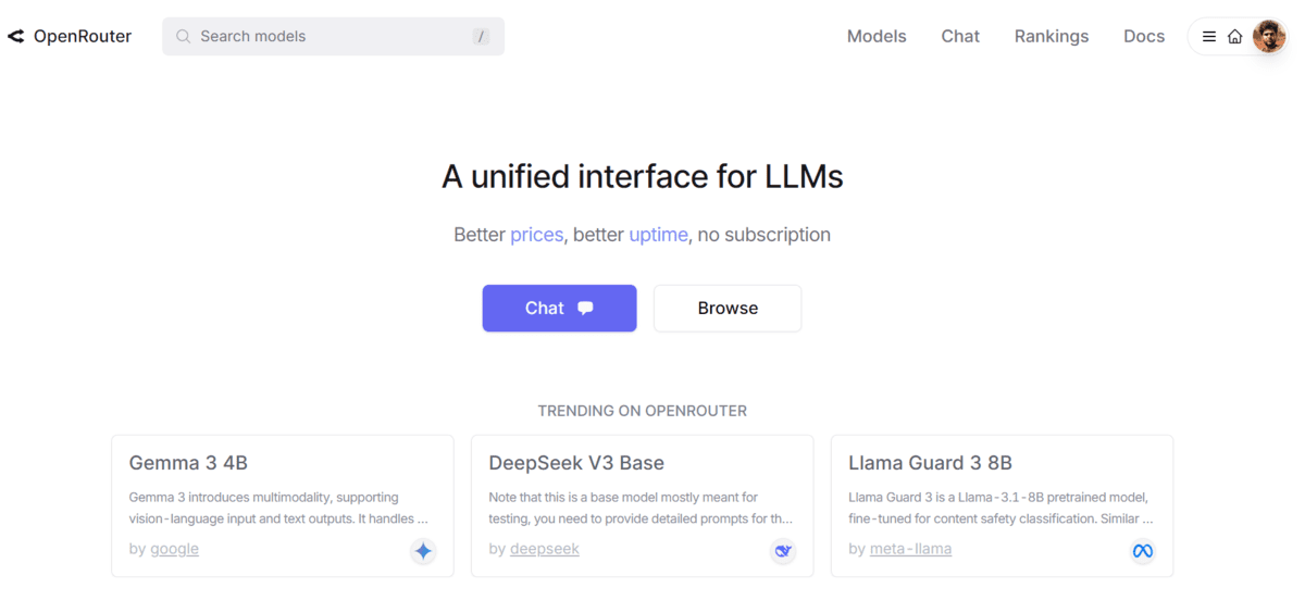 OpenRouter: A Unified Interface for LLMs