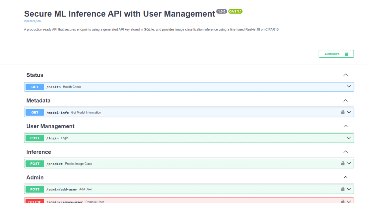 Securing Machine Learning Application with Authentication and User Management