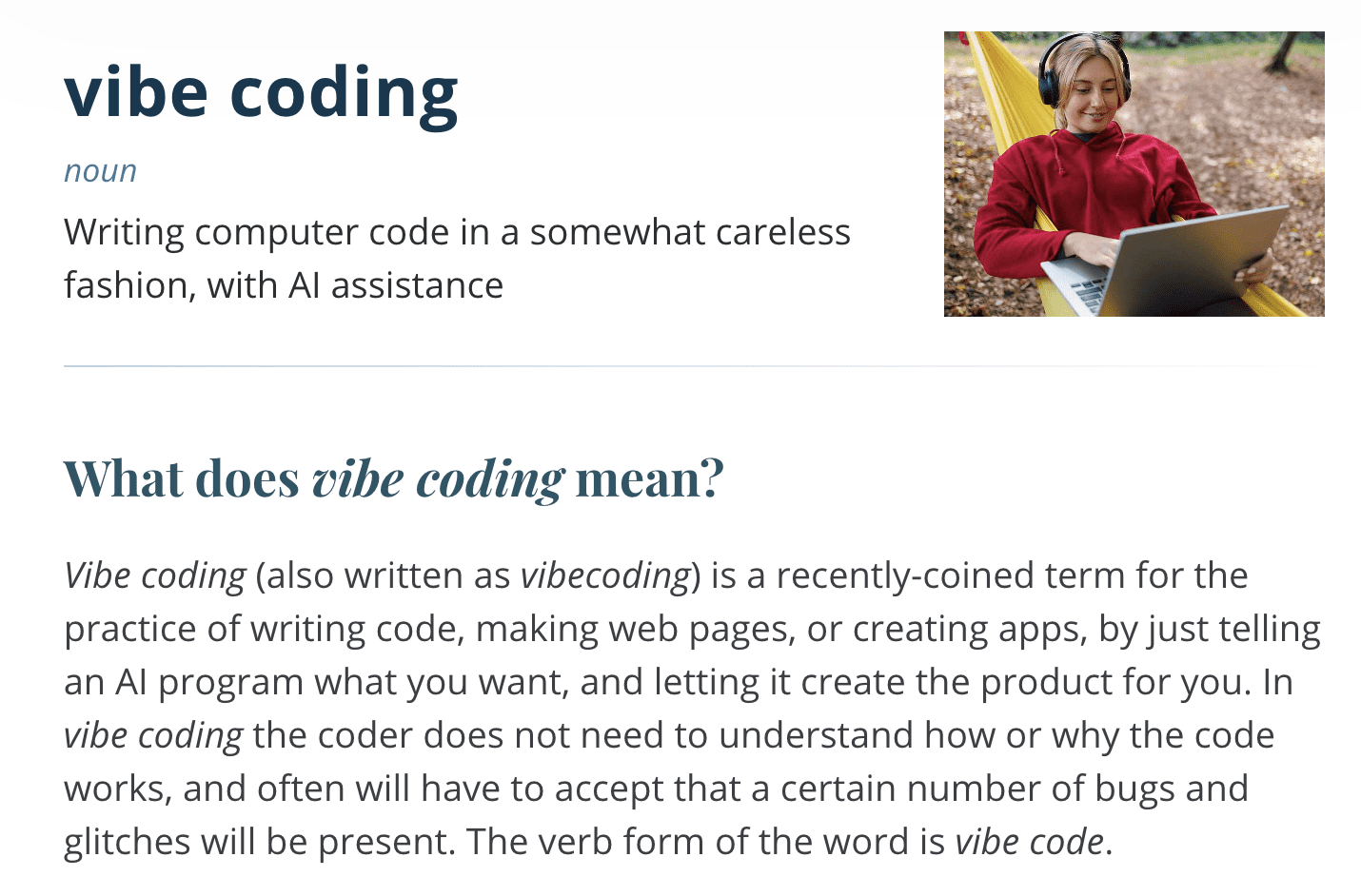 Merriam-Webster's entry for vibe coding