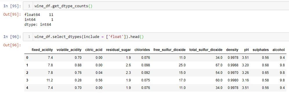 selecting columns using dtypes