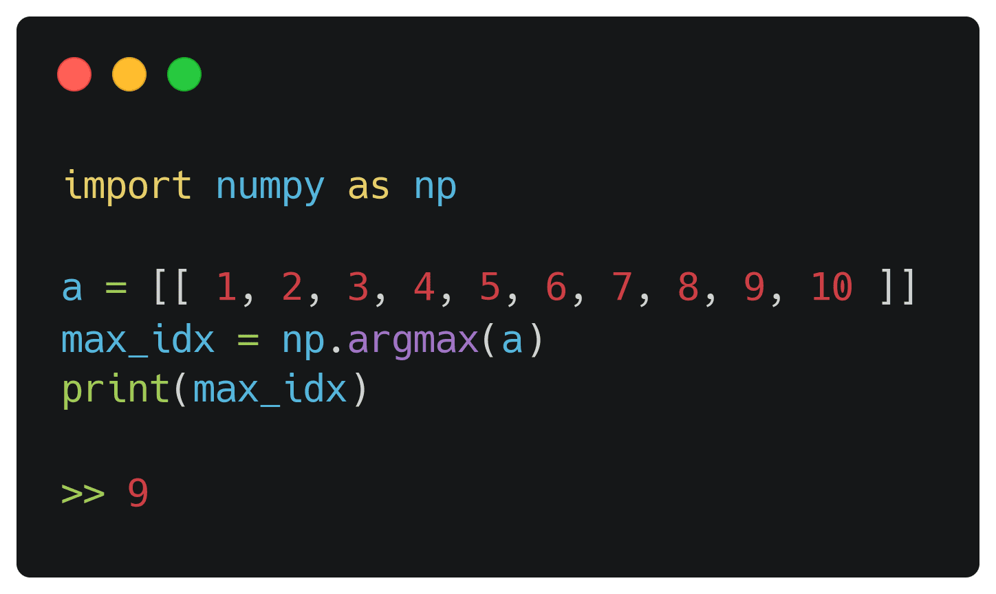 Использование Numpy argmax()