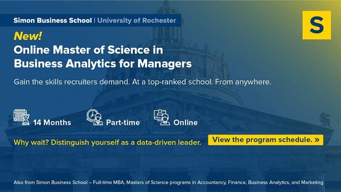 New Online MS in Business Analytics for Managers from University of Rochester