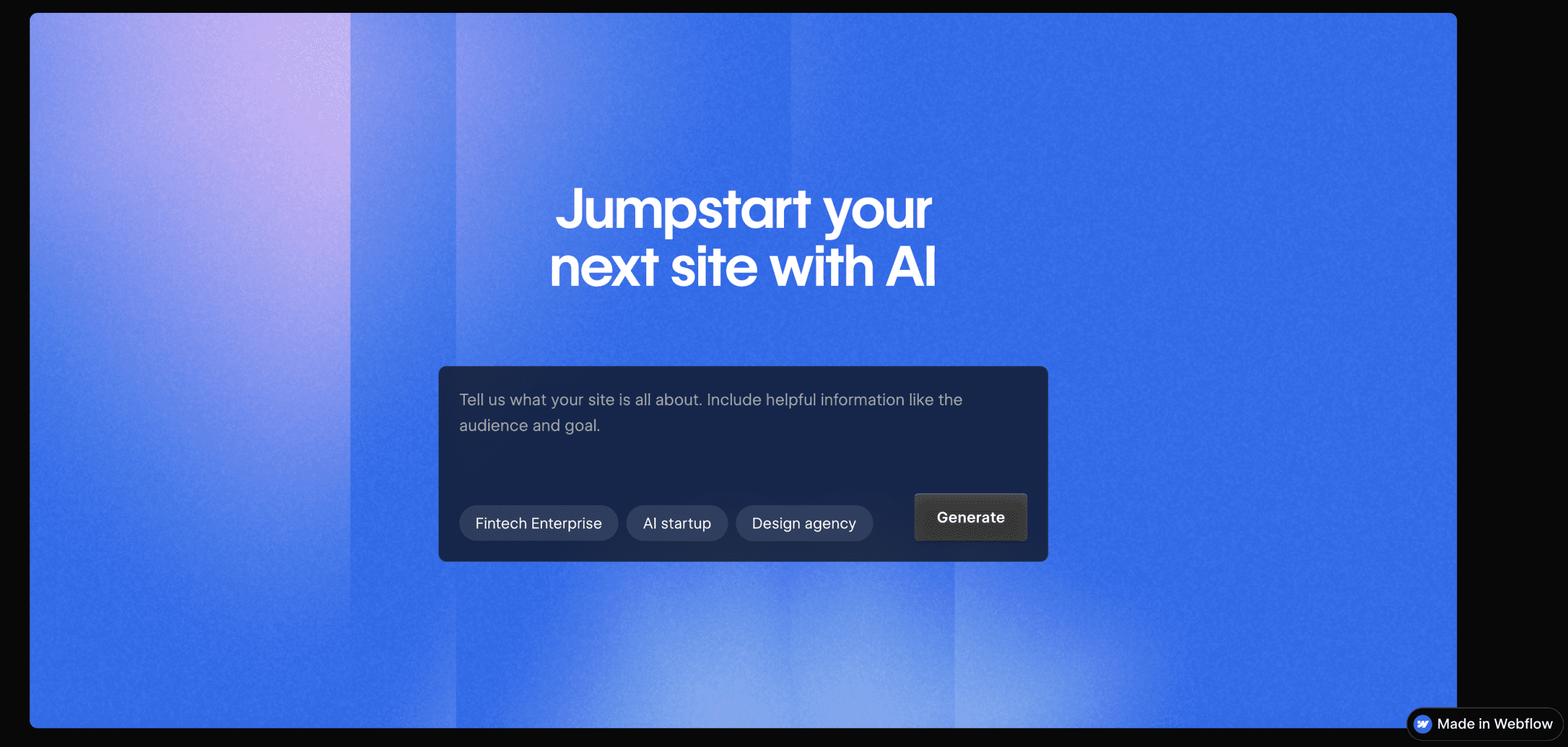 Screenshot of Webflow AI interface