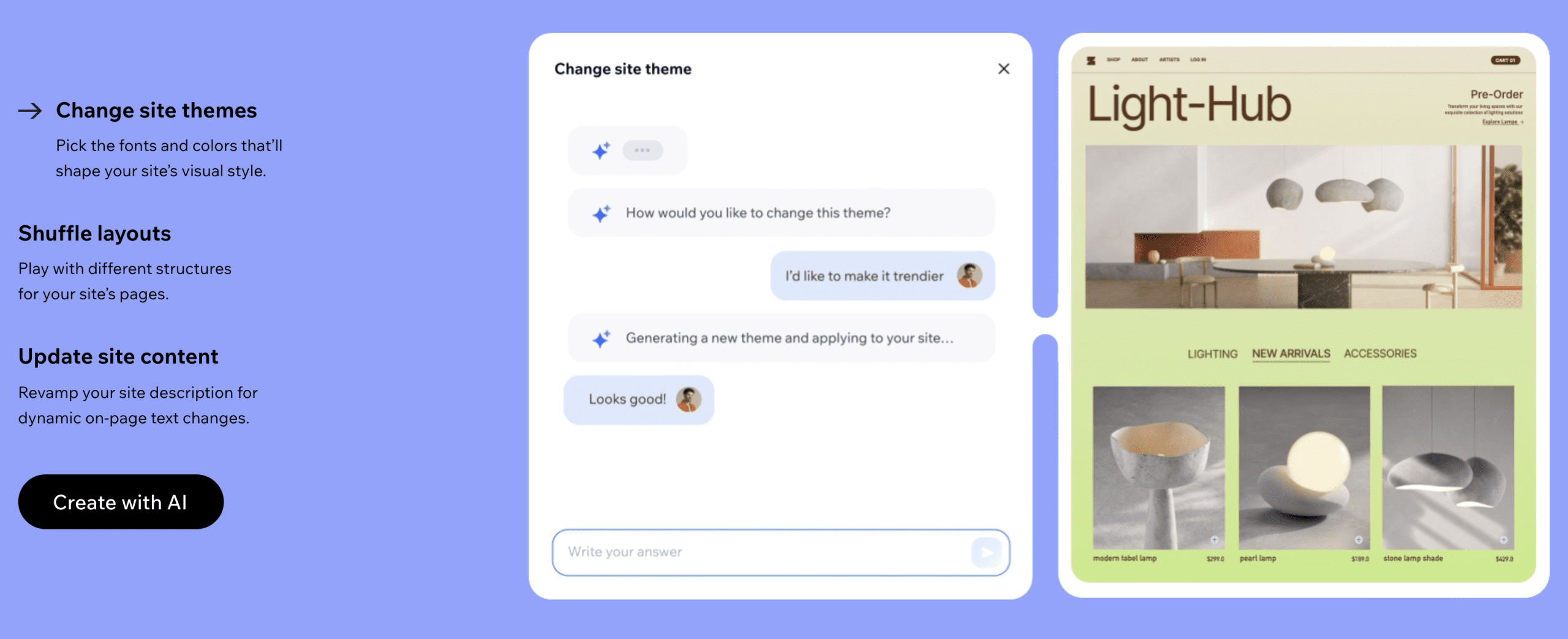 Screenshot of Wix AI Website Builder interface