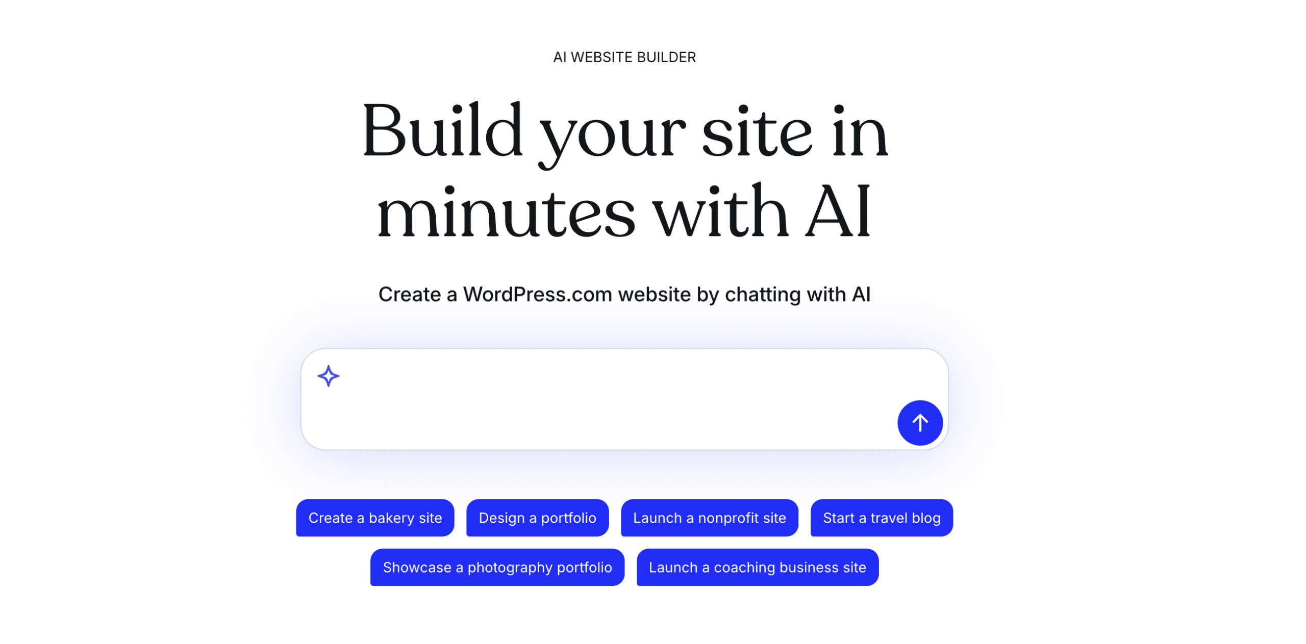 Screenshot of WordPress.com AI Website Builder interface